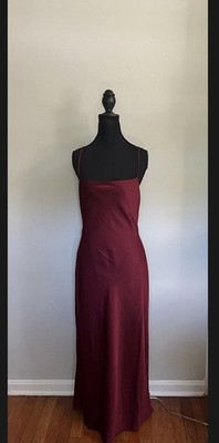 Y2K Long Satin Slip Dress Dark Red Rachel Green Inspired Coquette Goth Fairy M