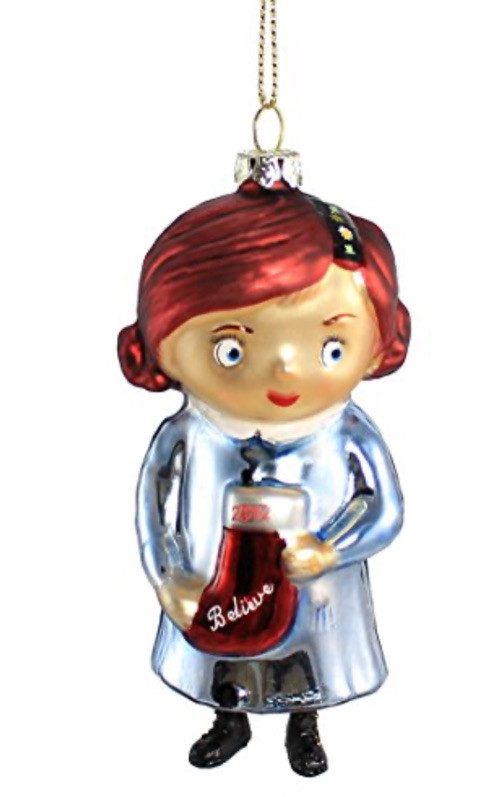 Macy's 2012 Believe Stocking Yes Virginia 4-Inch Blown Glass Ornament  