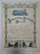 Rare 1899 Finnish Railway Share Certificate Fredrikshamn Locomotive FMK 1000