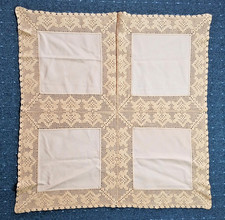 OMAs  HÄKEL - TISCHDECKE  gelbton ca. 80 x 80 cm (aus Nachlass)