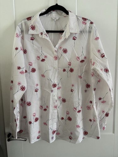 Cotton Traders White Floral Shirt / Blouse Size 22 - Ladies