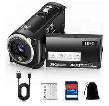 2K Camcorder, 48MP Video Camera, 16X Digital Zoom Vlogging Camera