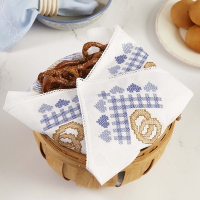 Herrschners  Oktoberfest Bretzel Bread Cloth Stamped Cross-Stitch