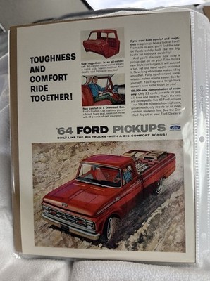 1964 FORD 100 PICKUP TRUCK Print Ad ''Toughness and comfort ride together''