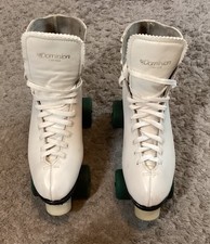 Dominion Canada Leather White Roller Skates 9.5 Vintage NICE