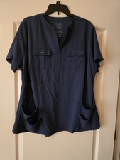 Jaanuu Womens Scrub Top 1XL Navy NWOT