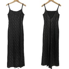 JESSICA MCCLINTOCK x GUNNE SAX Black Lace Silver Sequin V Neck Back Size 13/14