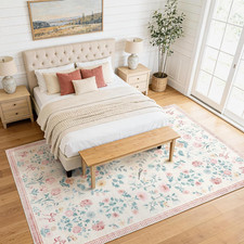 6X9 Washable Area Rugs for Living Room Bedroom, Soft Carpet Indoor Floor Floral