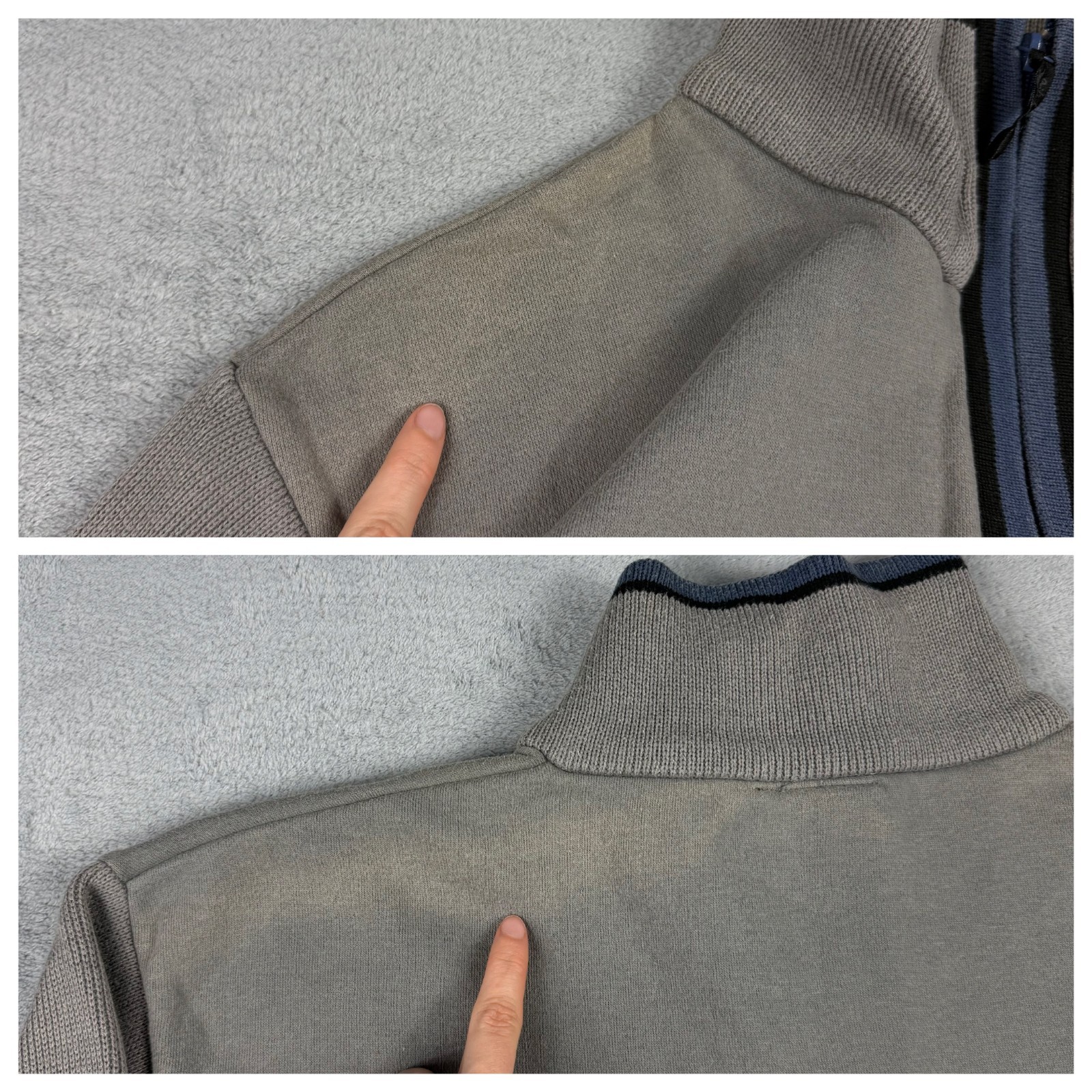 VTG Quiksilver 2000s Surf Grey Beige Spellout Knit Oversized Lrg Full Zip Jacket image 7