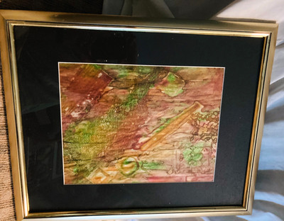 ''Warm Color Abstract'' by Jane Damon, a Texas Artist, Mixed Media, matte, glass
