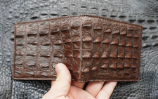 Brown Genuine Crocodile Hornback Leather Skin Men's Bifold Wallet B34