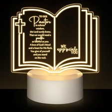 1 Pcs Pastor Appreciation Gift Engraved Thank Clergy Sayings Acrylic LED Nigh
