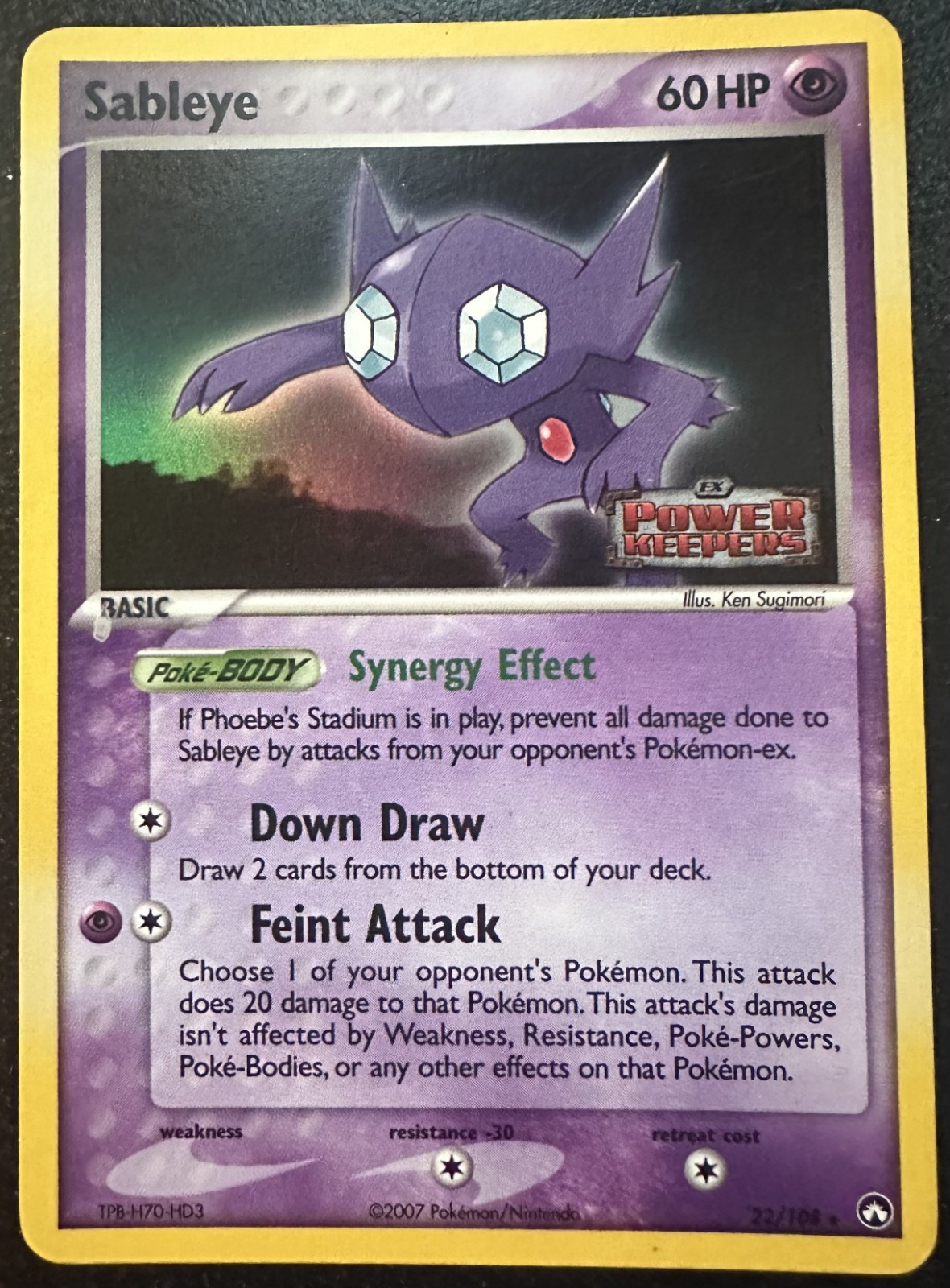 Sableye 22/108 Rare Reverse Holo Stamped Power Keepers Pokémon Card LP