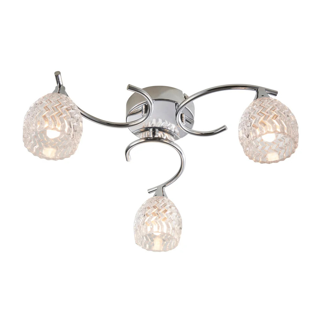 Ceiling Light Silver Boyer 3 Arm In Chrome And Glass Endon Boyer-3CH