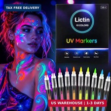 Glow in the Dark UV Face and Body Paint Markers, 10 Colors Neon Body Paint