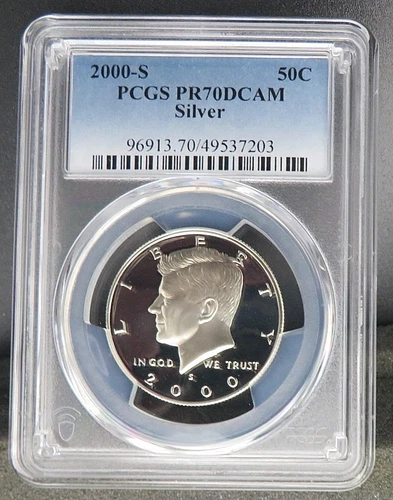 PERFECT 2000 S SILVER  KENNEDY PCGS  PR 70 DCAM LOW MINTAGE LOW POP BLUE LABEL