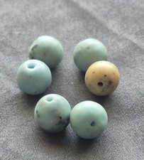 Natural Stone Beads 10mm Matte Blue Green Round Beads 6pc Jewelry Making