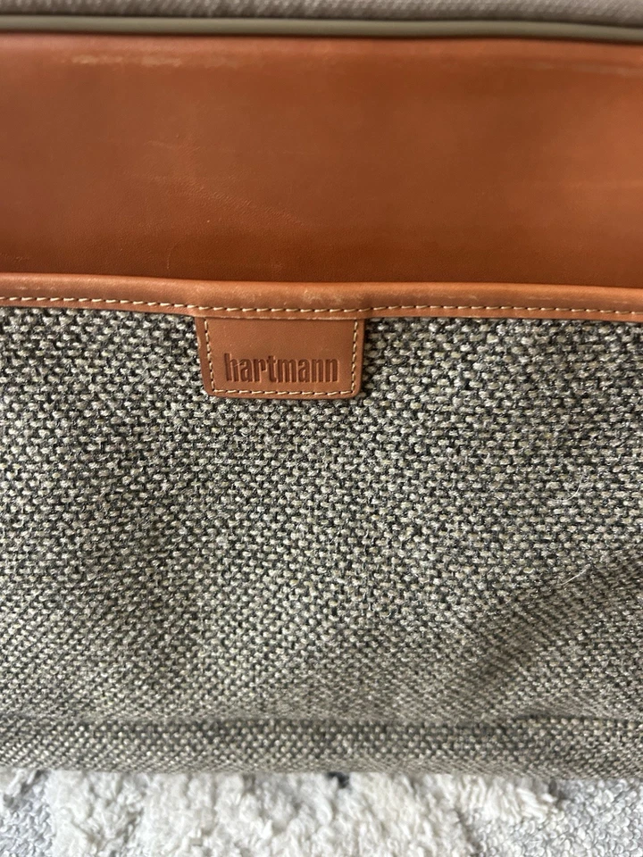 Vintage Hartmann Small Roller Bag Carry On Suitcase Luggage Tweed Leather 70s - Image 4 of 4