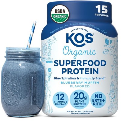 KOS Plant Protein Blueberry Muffin 15 Servings Vegan