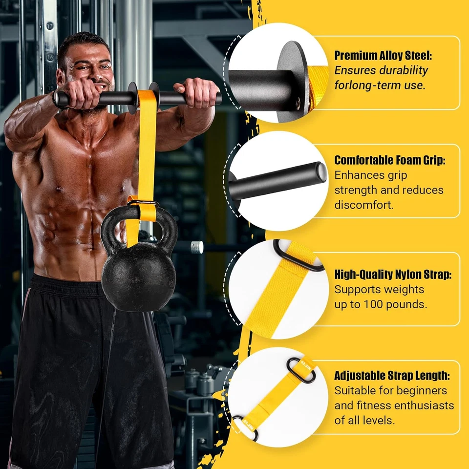 Fortalecedor de antebrazo y rodillo de muñeca, 43,3 pulgadas o 51,2 pulgadas tela de nailon ultra fuerte Foto 2 de 4