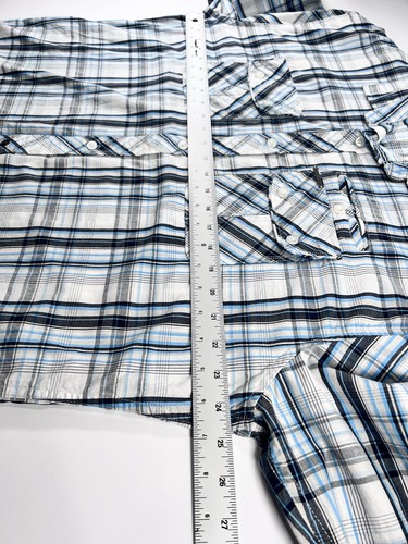 MARC ECKO CUT & SEW White W/ blue & Black Plaid LS Shirt XL Y2K Vtg 90’s Preppy - Picture 3 of 17