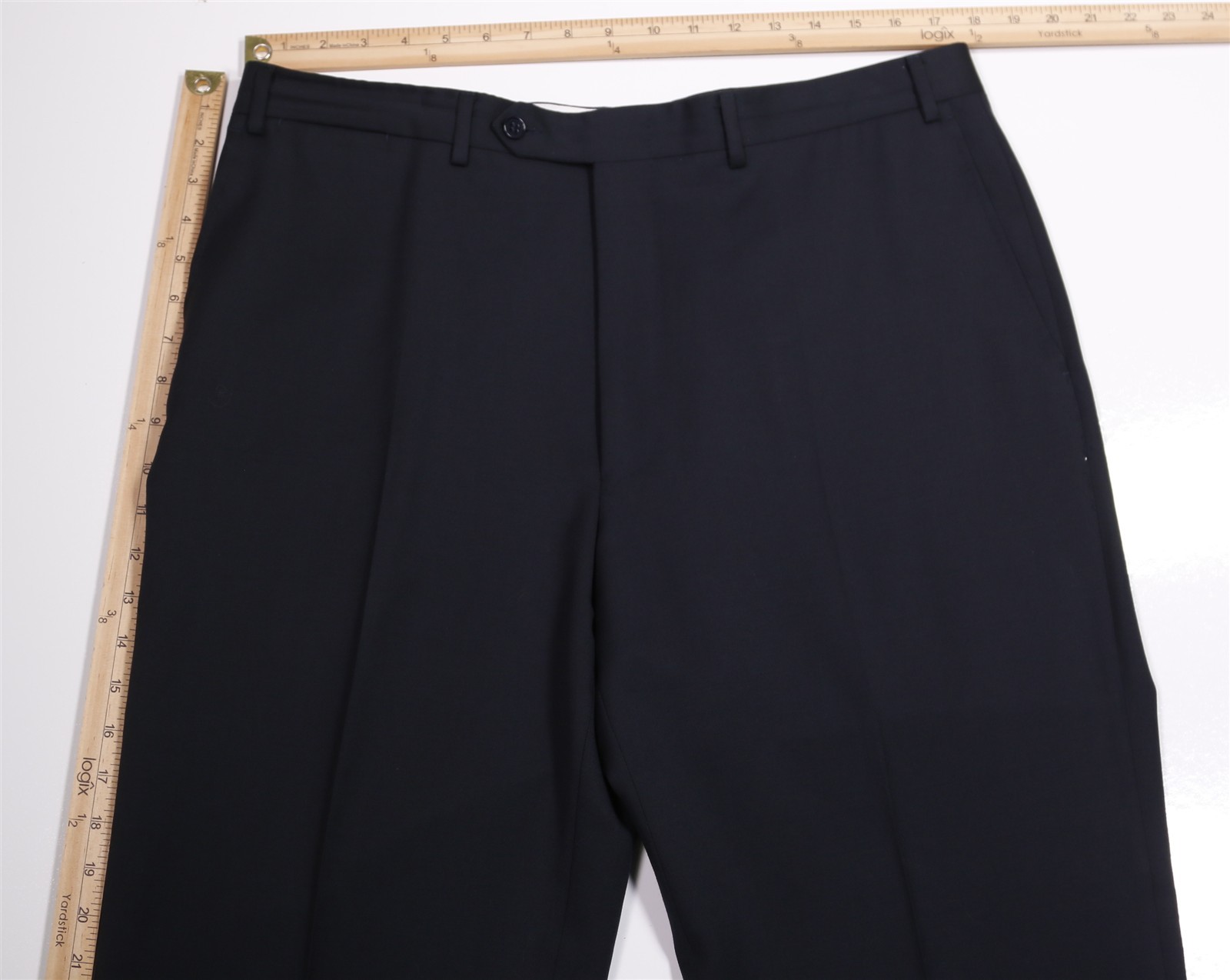 Canali Solid Navy Blue Flat Front Wool Dress Pant… - image 4