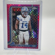 2025 Topps Chrome Football Amon-Ra St. Brown #98 Hot Pink X-Fractor Parallel