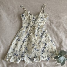 Reformation Blue Floral front Tie Dress
