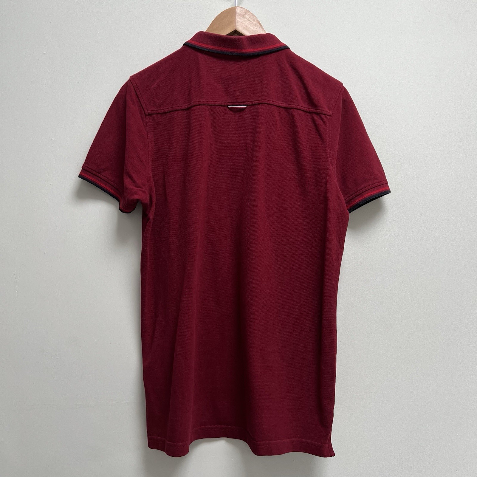Tommy Hilfiger Slim Fit Short Sleeve Polo Shirt Burgundy Red Short Sleeve Medium thumbnail 2
