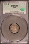 1916 S BARBER DIME | CAC AU 50 | 90% SILVER | LOT A-36