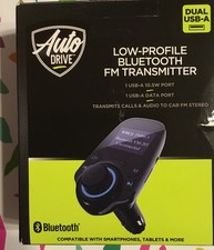 Auto Drive Low Profile Bluetooth FM Wireless Transmitter w/ Dual USB Ports