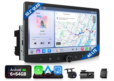 10.1''Android 13 Double DIN Car Radio QLED Wireless CarPlay GPS Sat Navi Qualcomm
