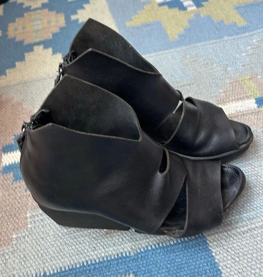 Trippen Wow Black Leather Platform Wedge Open Toe Sandal Size 36 US6.5 - Image 4 of 4