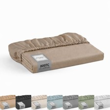 100 Egyptian Cotton Fitted Sheet Only, 800 Thread Count Sateen Queen Taupe