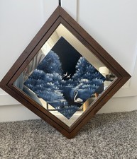 Tom Dunham Vintage Swan Painting On Mirror