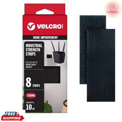 Heavy Duty Hook Loop Adhesive Strips 8 Sets 4x2in White Holds Up To 10lb