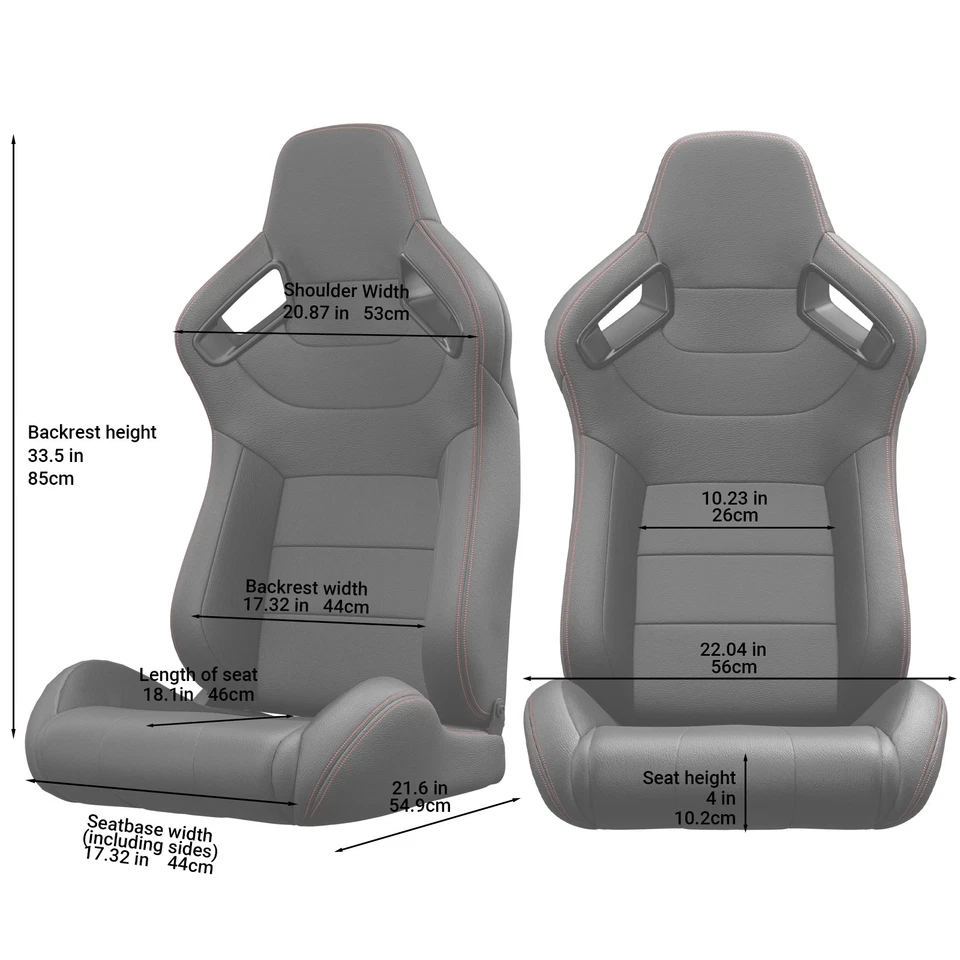 2x Universal Bucket Racing Seats for Suzuki Adjustable Reclinable w/ Dual-Slider - Image 2 of 4
