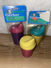 Lot of 3 Vintage 1991 Gerber Juice Cups Multicolored 4oz NOS NEW