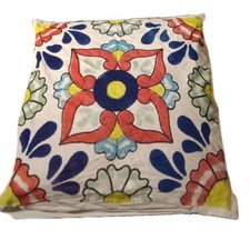 Boho Throw Pillow Cover Large Vibrant Bright Colors Floral Retro Double Sided