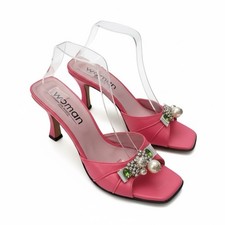 Uta Raasch Leder-Sandaletten Gr. 39 – Pink Echtleder mit Schmuckperlen & Strass,