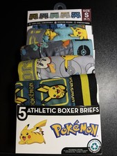 Pokemon Boys Multicolor Moisture Wicking Athletic Boxer Briefs 5-Pack Sz S 6-7