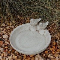 Trinkschale Vogel Vogelbad Steinfigur 10 Cm 2 Kg Grau WeißBeton Frostsicher