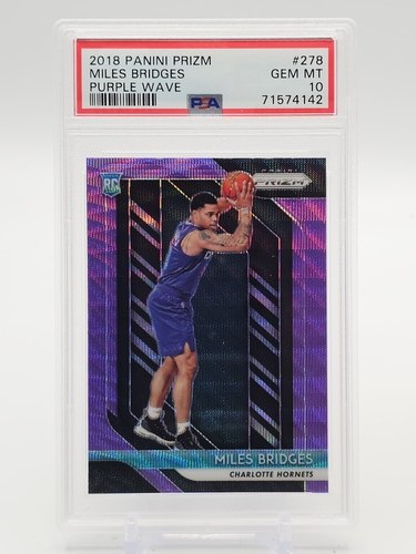 MILES BRIDGES 2018-19 PANINI PRIZM ROOKIE PURPLE WAVE #278 HORNETS PSA 10 Q7502
