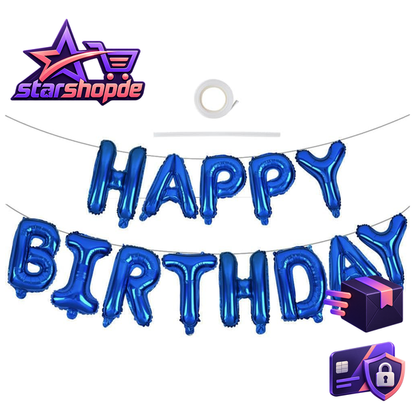 Happy Birthday Ballon Girlande 16 Zoll Blau Folie Geburtstagsballon Banner Party-image