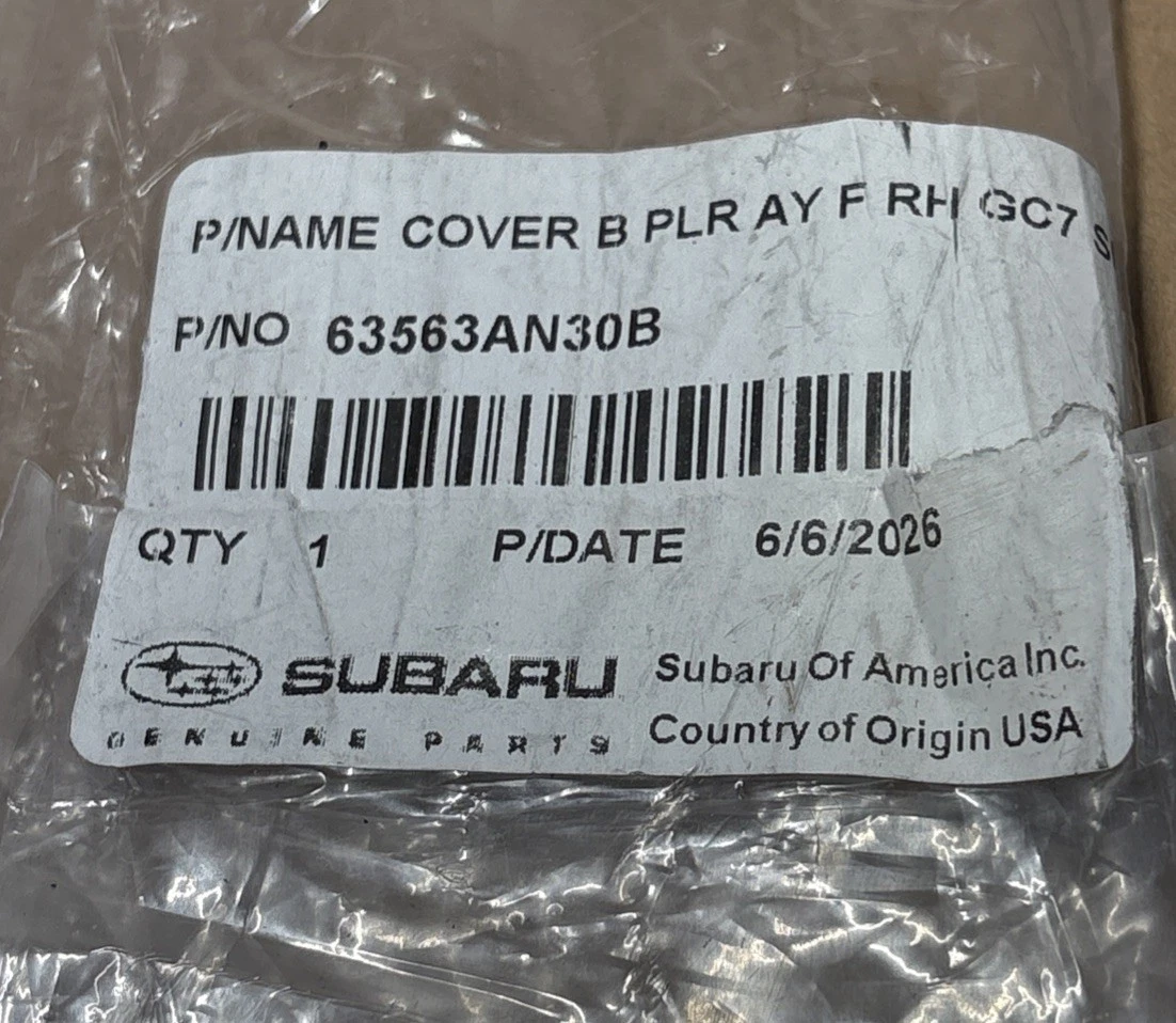 Genuine Subaru 63563AN30B Front Right B Pillar Cover Trim RH photo 3