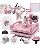 Pink Dual Heat Press Machine for T Shirts Mugs Hats Plates Heat Transfer Machine