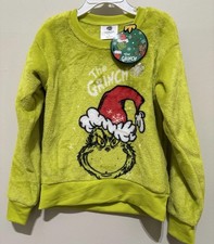 Dr. Seuss The Grinch Fuzzy Pullover Sweatshirt Size 5 Green New With Tags 