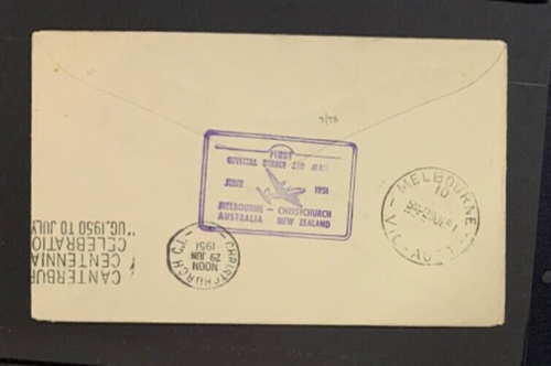 F.F.C.: 1951 Tasman air lines, direct air service MELBOURNE TO CHRISTCHURCH - Foto 2 di 2