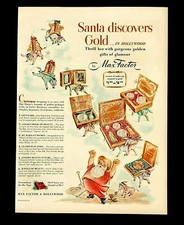 1949 Max Factor Christmas Advertisement Santa Claus Makeup Gifts Vtg Print AD