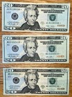 Lot of 3 Rare Twenty Dollar Bill Star Notes 2009 2013 2017 $20 Low Serial Number — photo 1